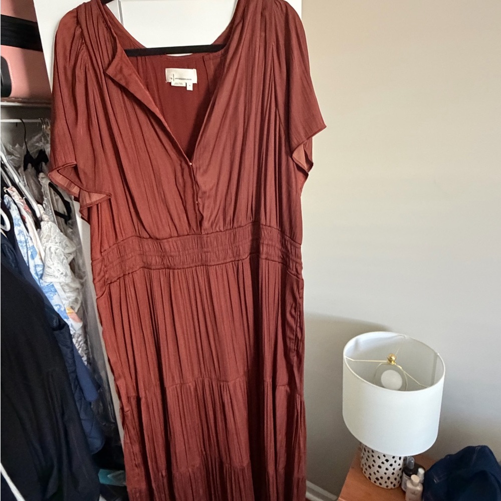 Anthropologie Somerset Satin Maxi Dress